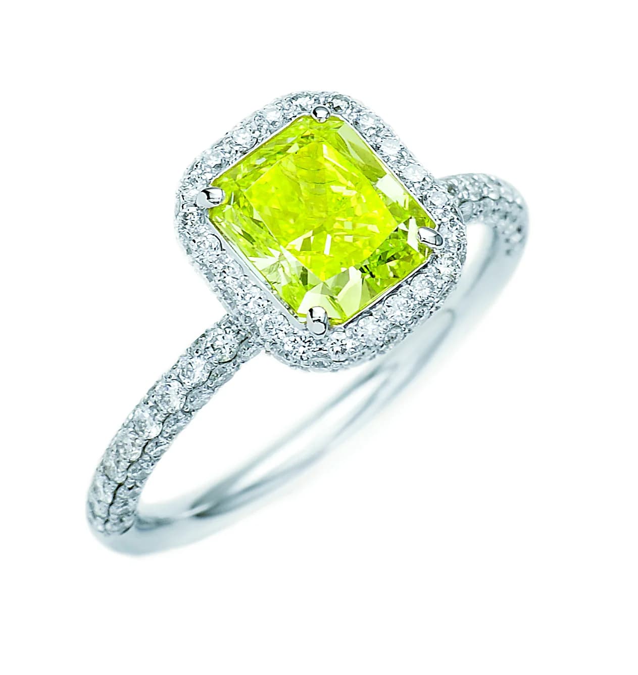 Radiant Diamond Ring, coloured diamond ring by James Knight Jewellery