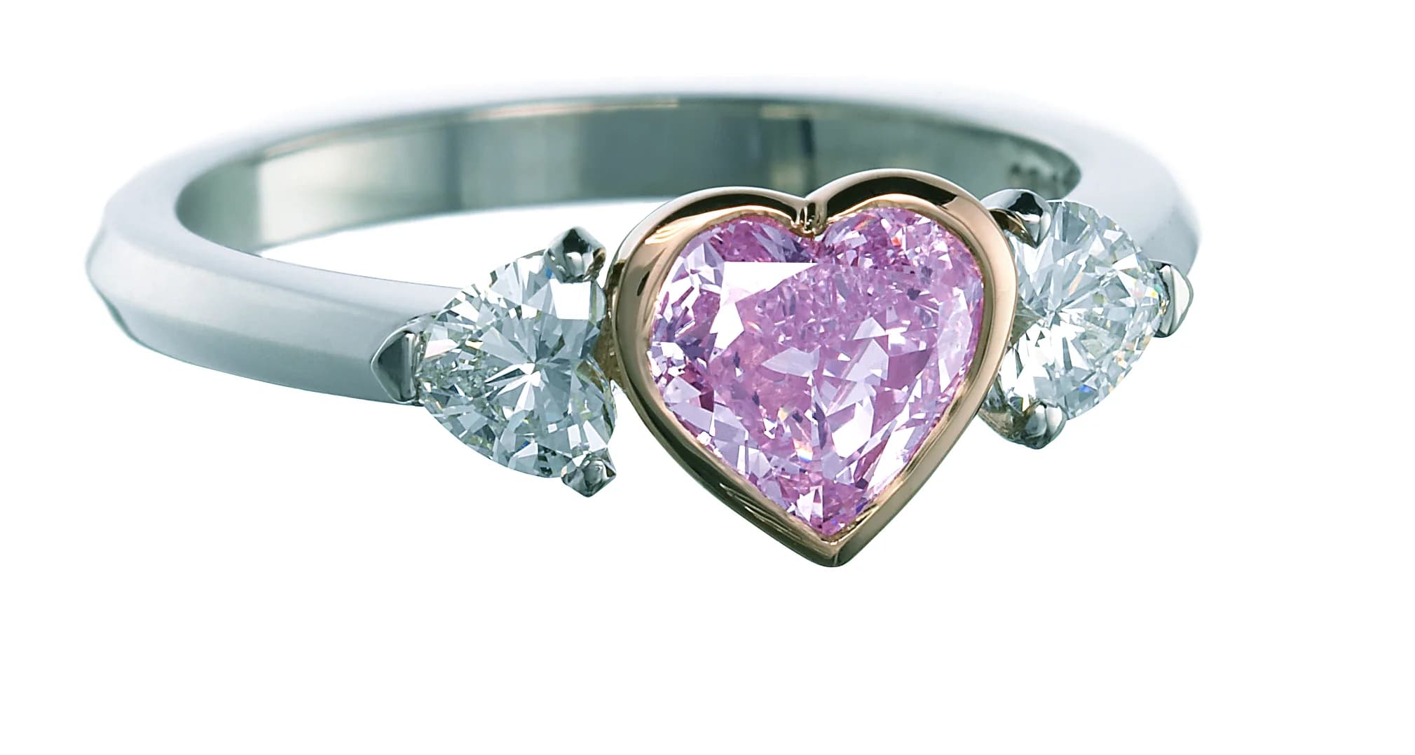 Pink Heart Diamond Ring, pink diamond ring by James Knight Jewellery