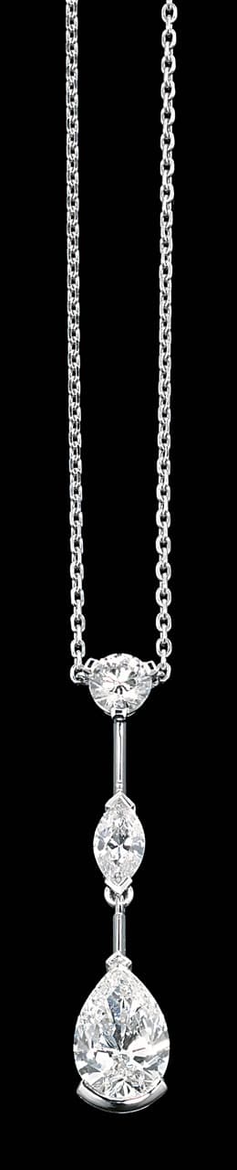 Three-Stone Diamond Drop Pendant, diamond drop pendant by James Knight Jewellery