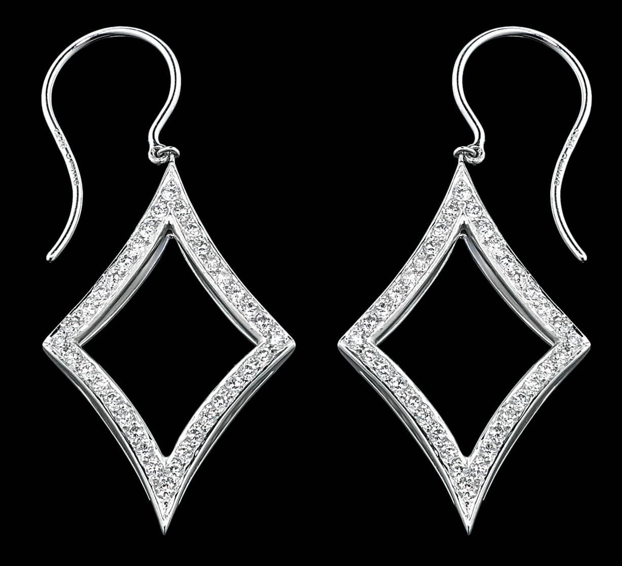 Diamond-Shaped Pavé Drop Earrings, pavé diamond earrings by James Knight Jewellery
