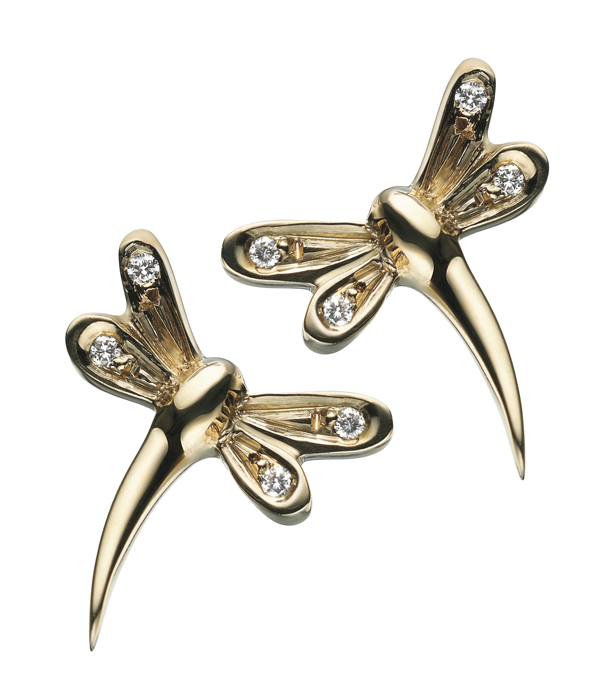 Gold Dragonfly Diamond Earrings, bespoke jewellery design