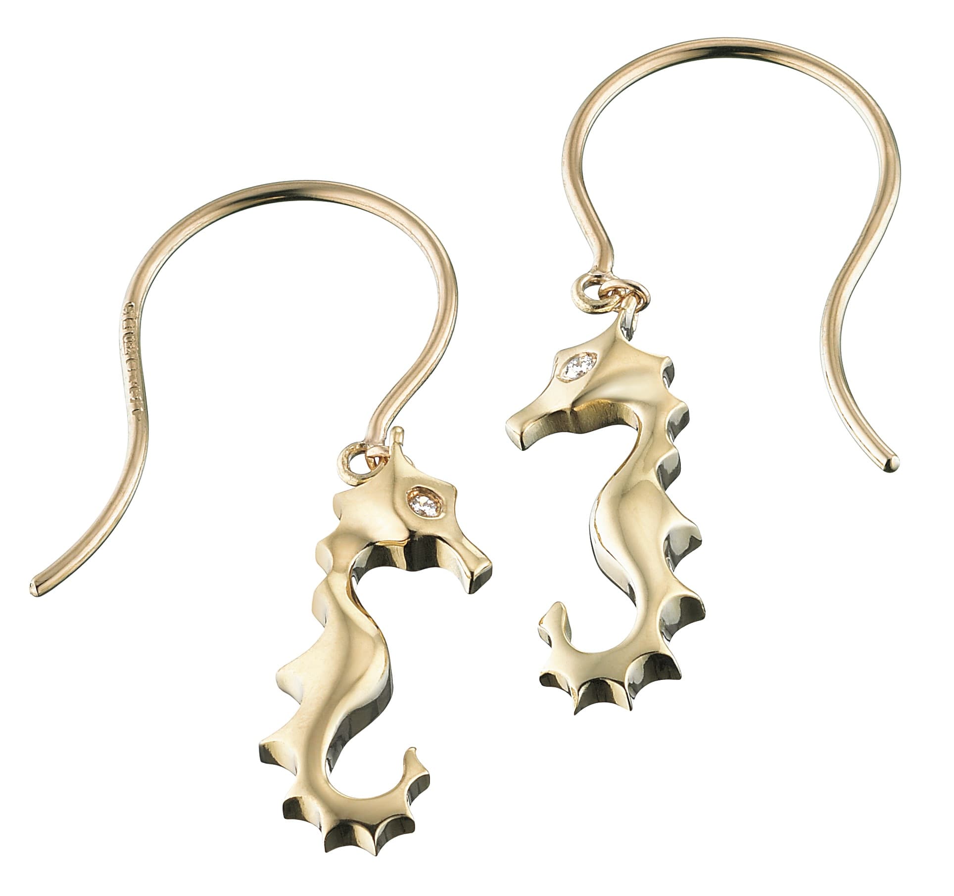 Gold Seahorse Diamond Earrings, bespoke jewellery design