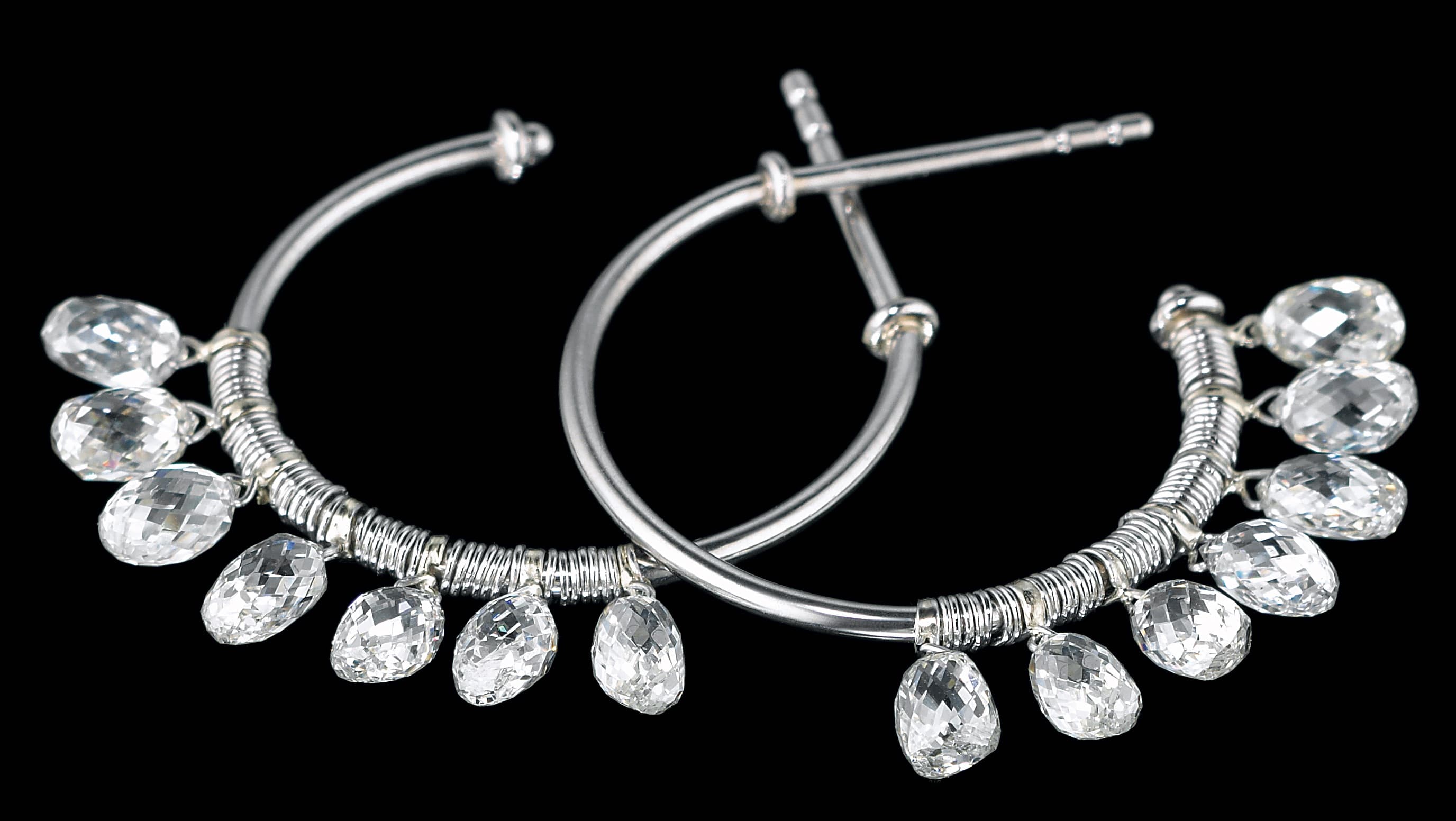 Briolette Diamond Hoop Earrings, briolette diamond earrings by James Knight Jewellery