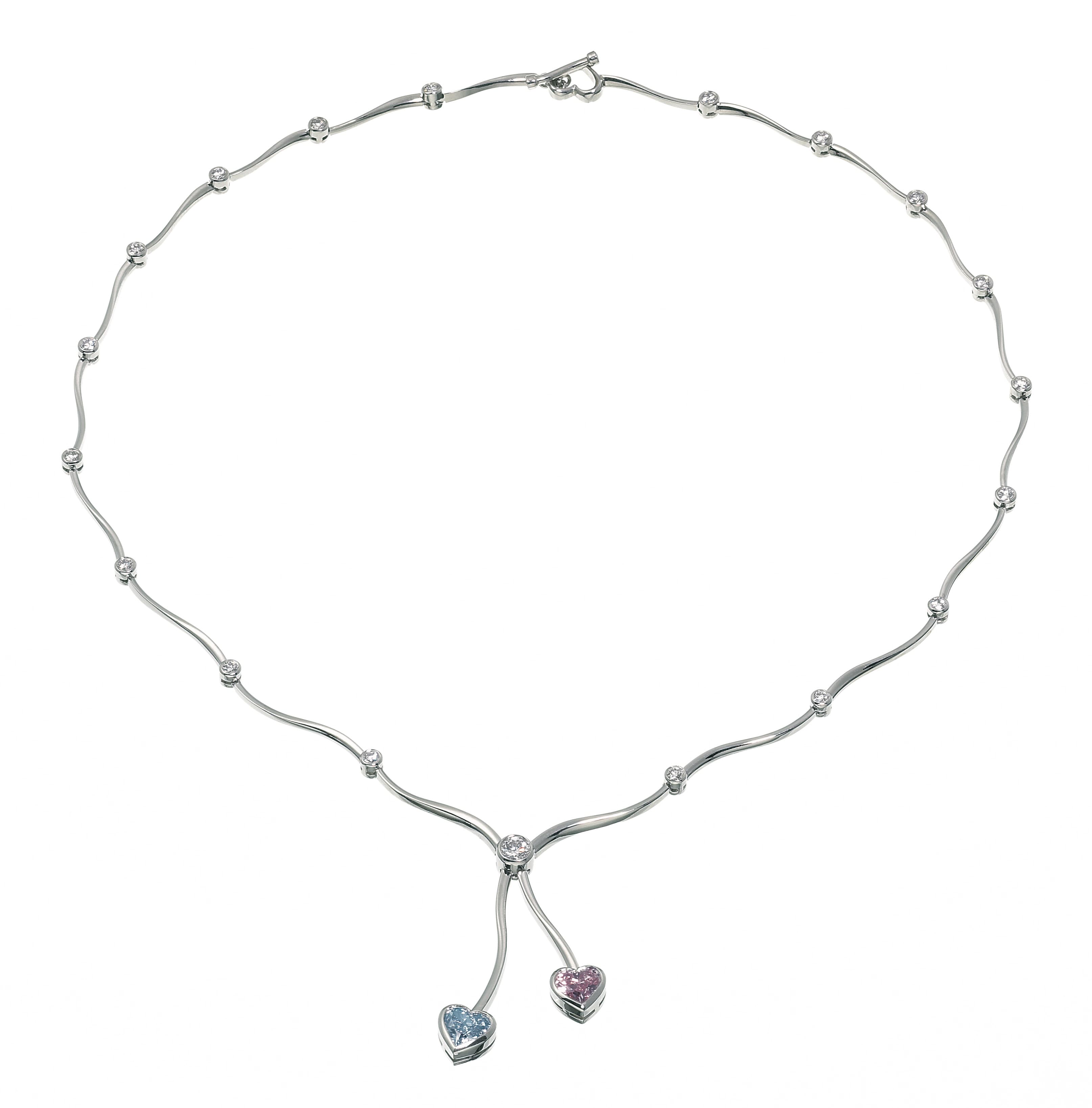Twin Heart Diamond Drop Necklace, bespoke jewellery design