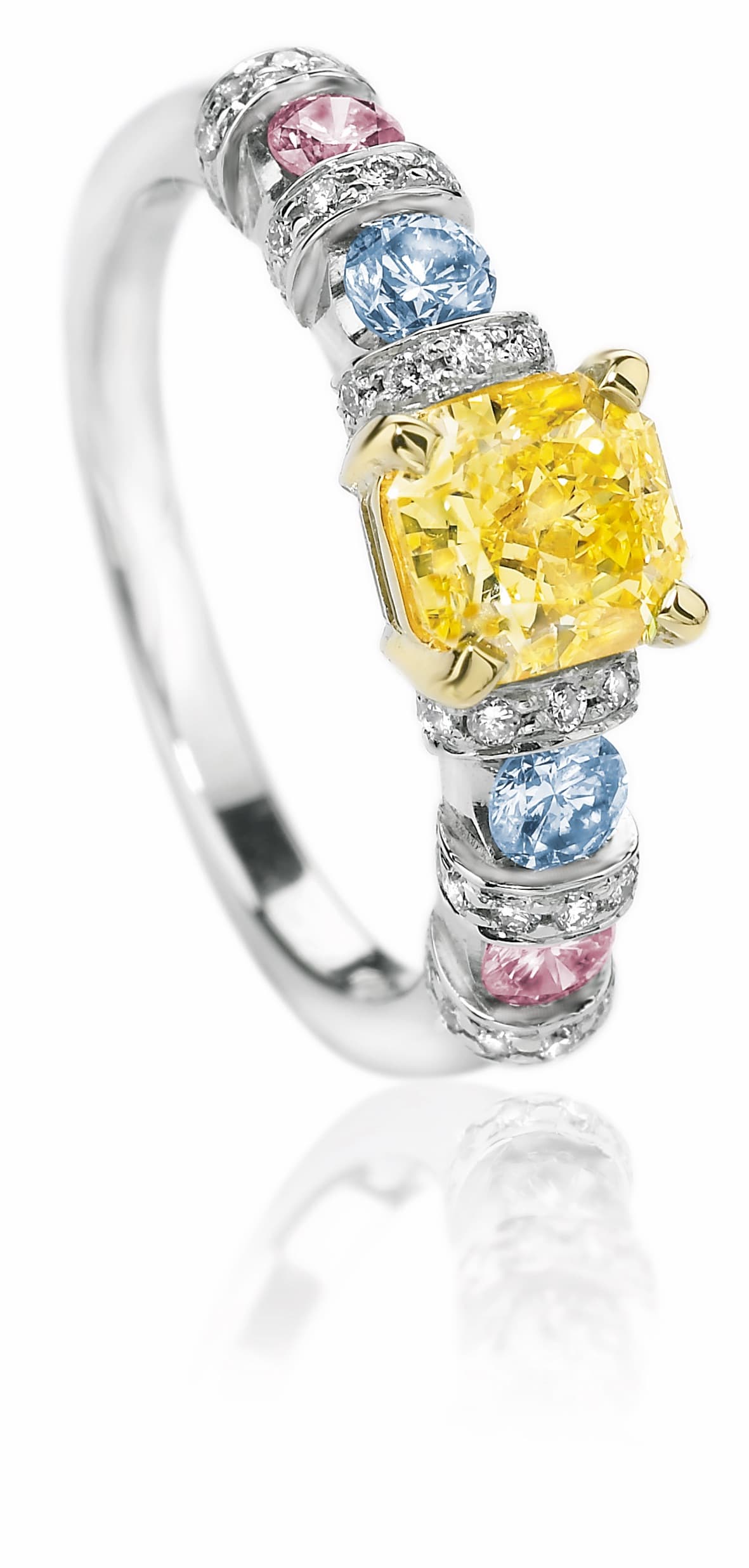 Vivid Yellow Diamond Ring, coloured diamond ring by James Knight Jewellery